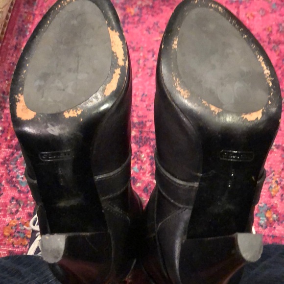 COACH black leather high heeled boots with buckles - Picture 8 of 10